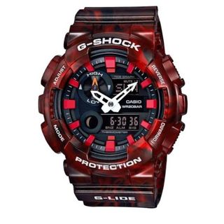 CASIO 卡西歐潮汐衝浪 酒紅 大理石紋路 雙顯男錶 防水200米 (GAX-100MB-4A)