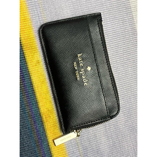 Kate Spade 黑色防刮牛皮 L 型拉鍊卡包/零錢包