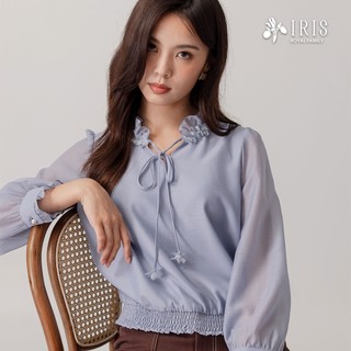 IRIS 艾莉詩 柔雅雪紡荷葉領上衣-66126