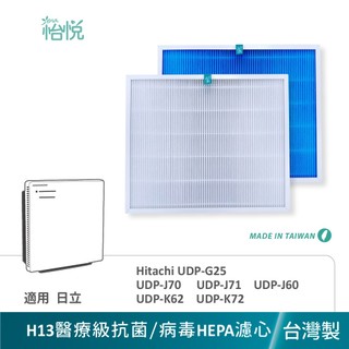 怡悅 HEPA濾網 適 日立 UDP-G25 UDP-J70 UDP-J71 UDP-J60 K62 K72 空氣清淨機