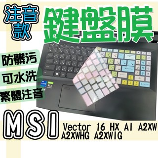 MSI 微星 Vector 16 HX AI A2XW A2XWHG A2XWIG 注音 繁體 鍵盤套 鍵盤膜 防水膜