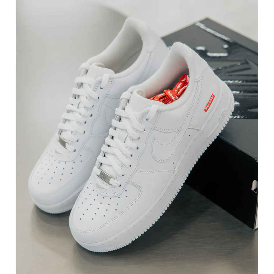 Supreme x Nike Air Force 1 Low 白紅sup 红印 空軍 滑板鞋CU9225-100