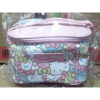 Hello Kitty 手提 皮標美妝包 化妝包 收納包 雷射標籤