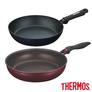 【THERMOS膳魔師】電漿強化不沾鍋26cm(KFC-026-MDB)+厚鑄耐摩不沾平底鍋28cm(KFH-028)