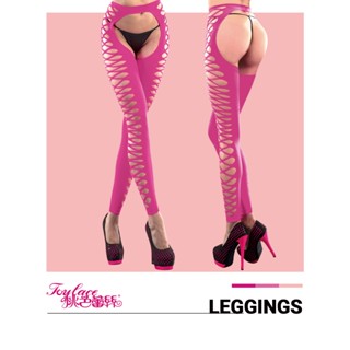 【桃色蕾絲】大膽玩色時尚鏤空開襠九分內搭褲 褲襪 襪子 角色扮演 情人節禮物 交換禮物 開檔網襪 情趣