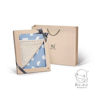 酷咕鴨 KUKU PLUS 極簡幾何神奇荳荳安撫毯禮盒-晨曦藍