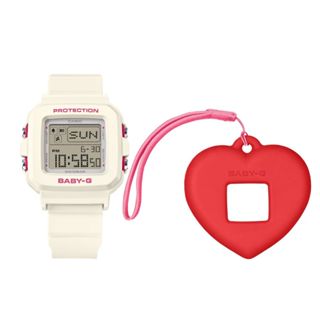 【CASIO 卡西歐】BABY-G+PLUS Y2K 浪漫情人節氣息 心形錶殼吊飾 白色 BGD-10KH-7 39mm