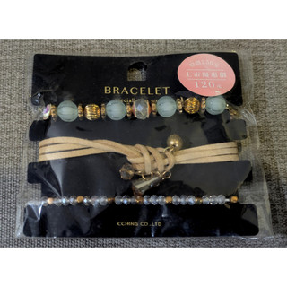 BRACELET specially for you 韓版合金串珠手鍊組 湖綠淡金／合金 玻璃 水晶／青青CAE-96B