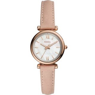 FOSSIL Carlie Mini 簡約大三針珍珠貝女錶-28mm ES4699 開學季禮物