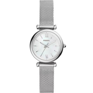 FOSSIL Carlie Mini 簡約大三針珍珠貝米蘭帶女錶-28mm ES4432 開學季禮物