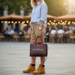 【全新品】正品👜 COACH Field Tote 30 專櫃款原價$19,800｜限量十字繡質感限量版｜經典緹花托特包