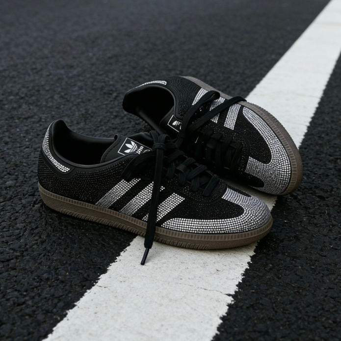 🇯🇵 adidas originals SAMBA OG 情人節限定 爆閃銀 鑲嵌 德訓鞋 板鞋 黑銀 IH9052