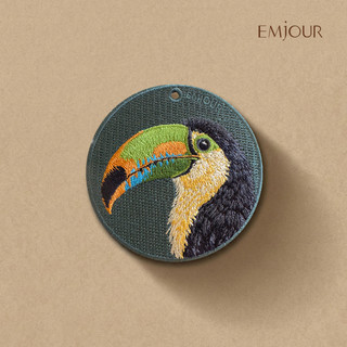 EMJOUR 雙面刺繡吊飾 - 大嘴鳥 | 鳥類 鳥 寵物 紀念品 禮物 鑰匙圈 包包配件 裝飾