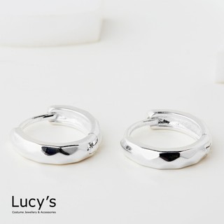 Lucy's 925純銀 格切面小圈 易扣耳環 (74591)