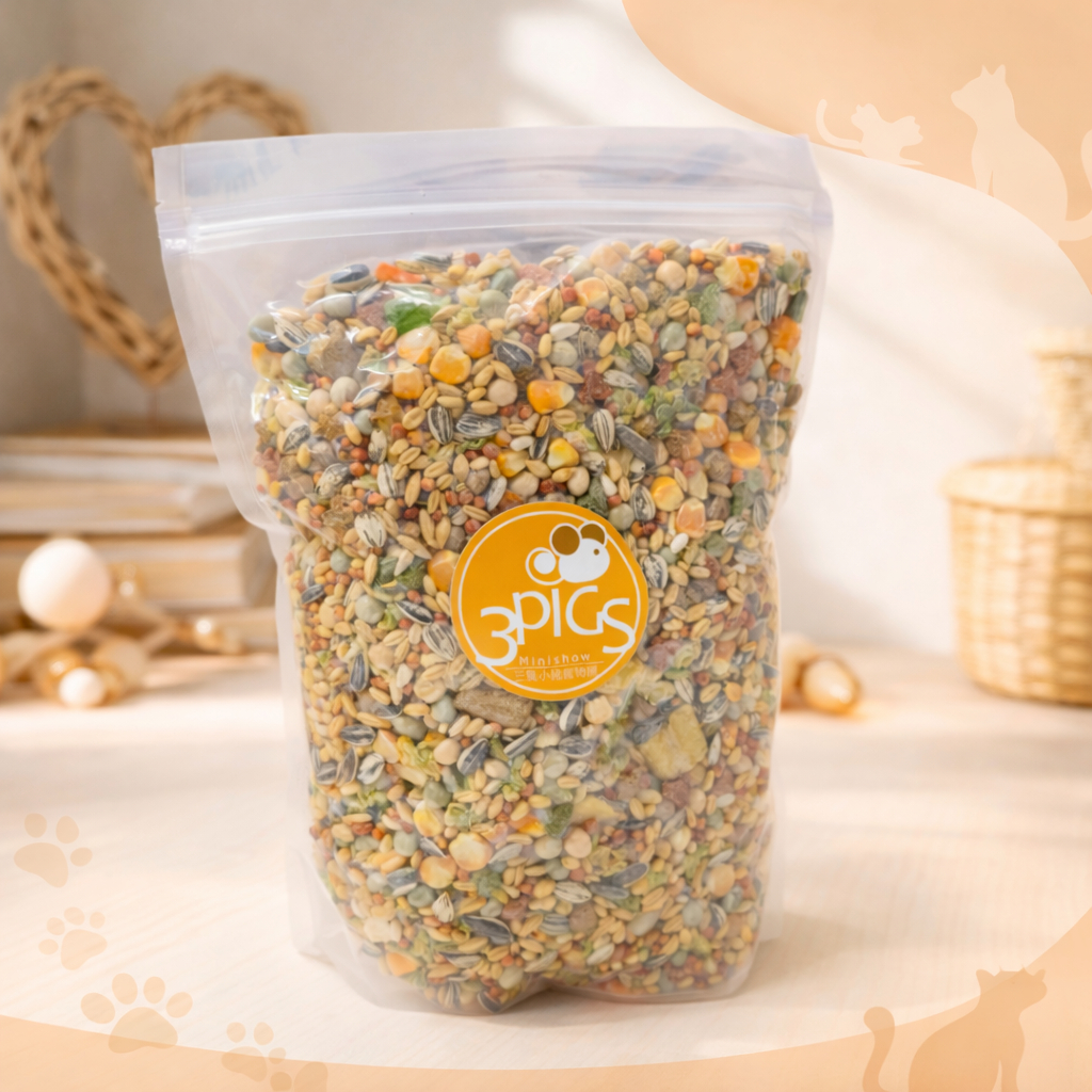 【三隻小豬寵物用品】鼠寶貝專用蔬果雜糧飼料-添加水果乾及哈姆太郎主食~新鮮現做 特調 倉鼠主食