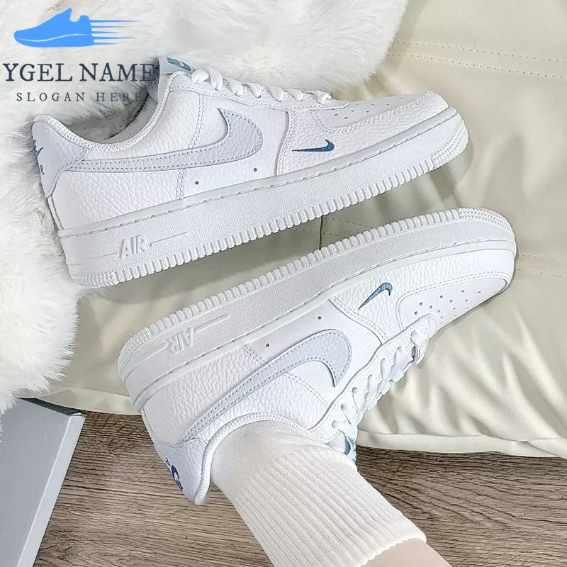 韓國代購Nike Air Force 1 07 AF1 刺繡 小勾 小藍勾 休閒鞋 白淺藍 寶寶藍 HV2511-100