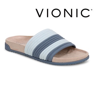 【VIONIC 法歐尼】Evie伊薇(條紋藍/黑白色) 舒適透氣針織彈力伸縮帶設計貼合雙腳質感拖鞋矯正鞋足弓鞋