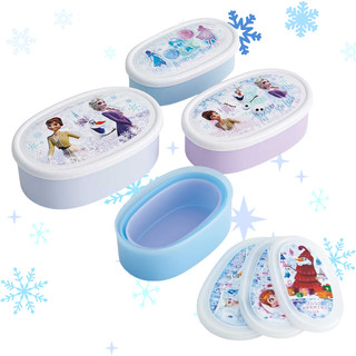 日本《Skater》冰雪奇緣橢圓保鮮盒/便當盒 3入1組 兩款 180ml/280ml/400ml 可微波 好收納
