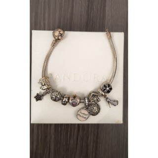 🌟 PANDORA 潘朵拉🌟愛心鎖鏈圈手鍊加迷你串飾