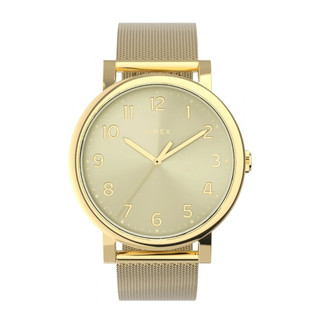 【TIMEX】天美時 OG 38毫米 太陽紋錶盤 不鏽鋼網狀錶帶脘錶(金 TXTW2Y68900)