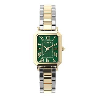 【TIMEX】天美時 Vivienne Trend 21毫米 雙色錶殼優雅女士腕錶 (綠x金銀 TXTW2Y72000)