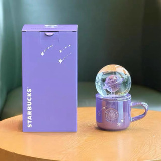 星巴克杯子紫夜星河系列高顏值紫色星球造型水晶球陶瓷桌面馬克杯