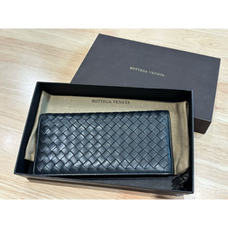 二手品｜BOTTEGA VENETA 編織長夾 黑色 男用長夾 男用 BV 長夾 BV長夾