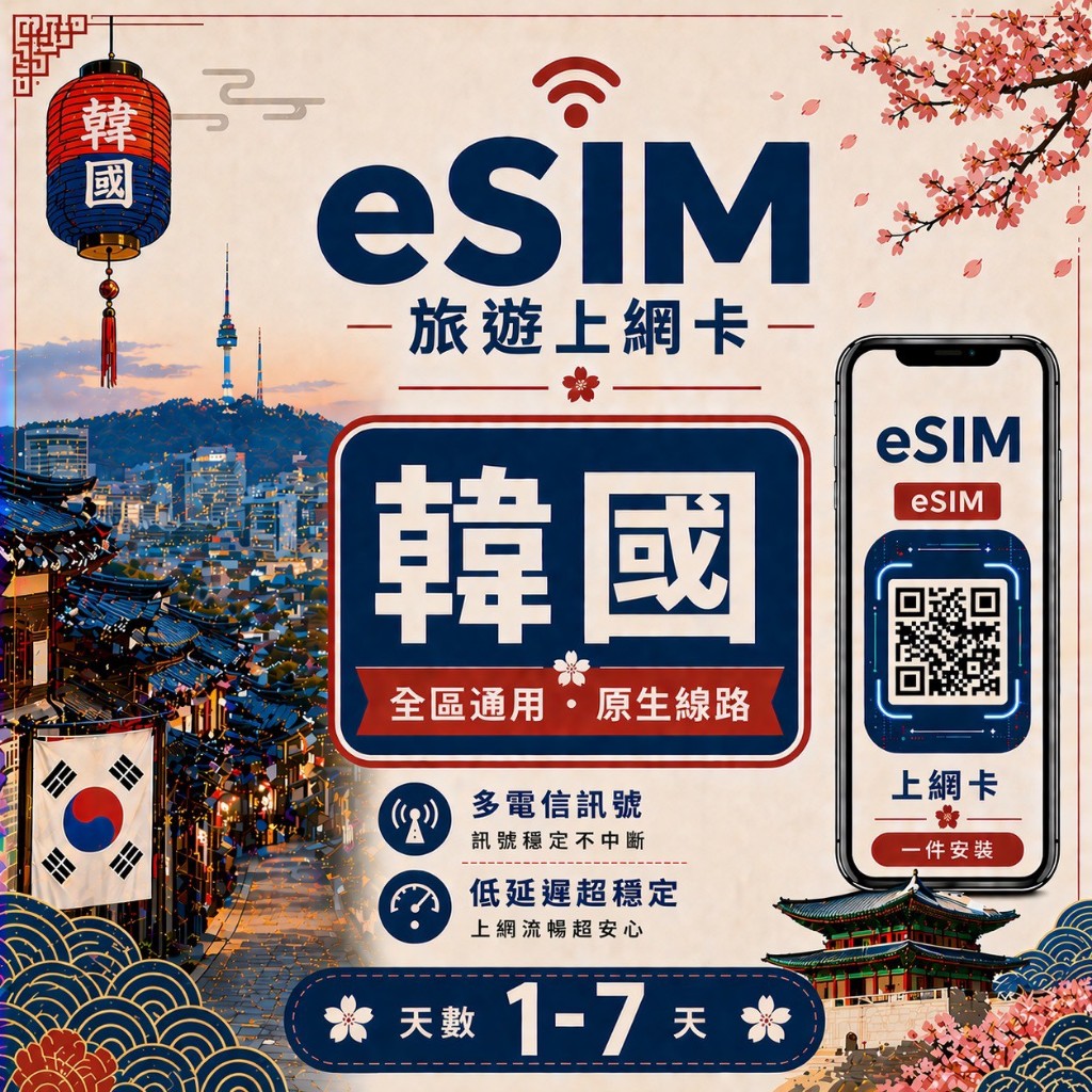 【eSIM 】韓國eSIM｜24H自動發貨五分鐘取件 網卡 韓國esim卡 韓國上網 esim韓國 吃到飽