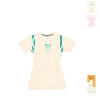 【FILA】KIDS 女童款 吸濕排汗 短袖洋裝-黃色 5DRZ-4713-YE