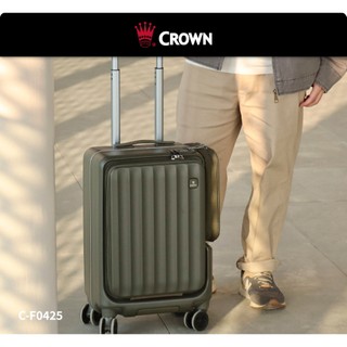 【CROWN】WAVE 前開式側袋磁吸行李箱 奶霧玫瑰 森林抹茶 登機箱 託運箱 超大容量 旅遊好物 | CM SHOP