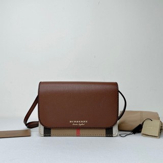 BURBERRY Hampshire牛皮拼格紋WOC