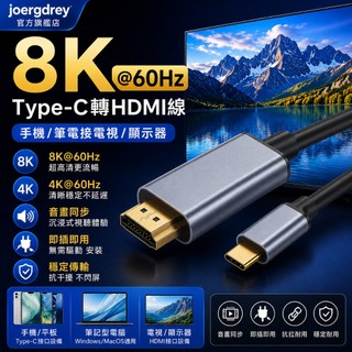 台灣現貨 Type-C轉HDMI 4K/8K 60Hz 2米高畫質投屏線 同屏線 影音傳輸線 電視投影線 適用於三星 蘋果