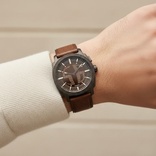 【台灣現貨】FOSSIL Machine Big Tic 咖啡色真皮錶帶 41MM FS6165｜金明洙配戴款