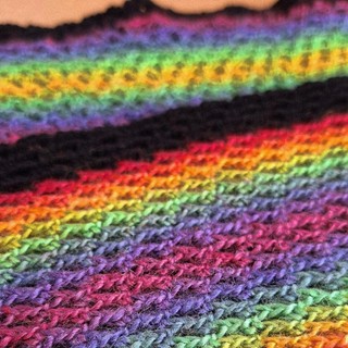 手工製作 鉤針編織 彩虹 圍巾 (Handmade crochet wool rainbow scarf)