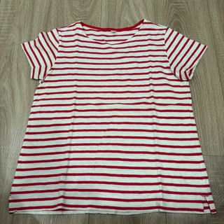 UNIQLO 條紋短袖上衣 紅色條紋