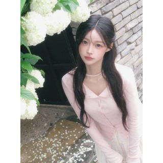 韓國代購KOREA_90 SHOP清雅氣質網拍MILKCOCOA 素面圓領短版排釦針織外套