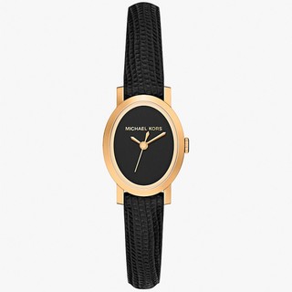 Michael Kors MK Maude 優雅橢圓形小錶徑女錶 手錶-黑x金/21mm MK7585 開學季禮物