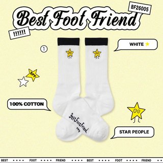 BEST FOOT FRIEND BF26005-WH STAR PEOPLE 星星人 BFF 中筒襪 小腿襪 (白色)