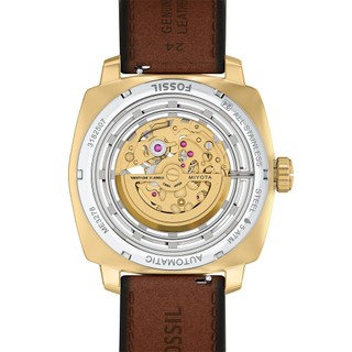 FOSSIL Machine 工業風鏤空機械錶-金x咖啡/45mm ME3278 開學季禮物