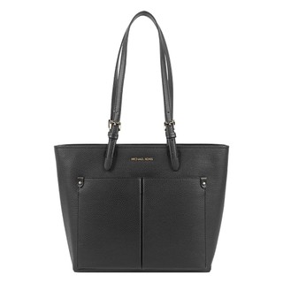 Michael Kors Jet Set 金字粒紋皮革雙口袋肩背包/托特包(黑色)