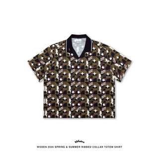 WODEN 2026 Spring & Summer Ribbed Collar Totem Shirt