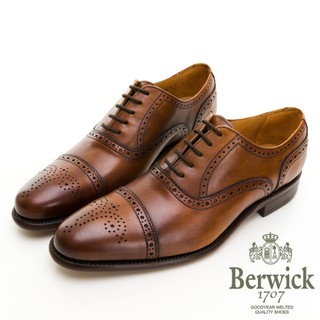 【BERWICK】西班牙進口-固特異工藝橫飾鋸齒雕花牛津鞋 -棕335004KM24