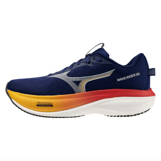 Mizuno WAVE RIDER 30 男款 4E 寬楦 慢跑鞋 丈青/橘 J1GM262154