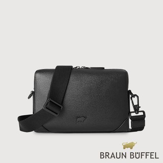 【BRAUN BUFFEL】斯萊特-A 小型橫式斜背包-黑色(德國小金牛台灣總代理)/BF565-61-BK
