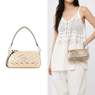 TORY BURCH KIRA 雙T字LOGO斜紋衍縫肩/斜兩用包(金)｜100%原廠真品｜JS Maxx官方旗艦館