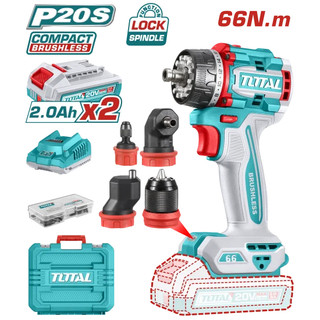《油工坊》TOTAL 充電式多用途電鑽 20V 66牛頓 -雙2.0Ah組套裝 (UTDLI206686)
