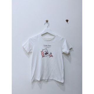 GIORDANO Junior Carpe Diem 小熊印花白色短袖 T-shirt