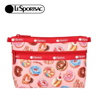 Lesportsac Cosmetic Clutch 雙層拉鍊化妝包 收納袋 盥洗包 女包(甜甜圈派對) 情人節禮物