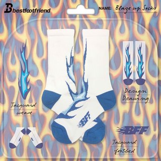 BEST FOOT FRIEND BF26007-WH BLAZE UP 烈焰 BFF 中筒襪 / 小腿襪 (白色)