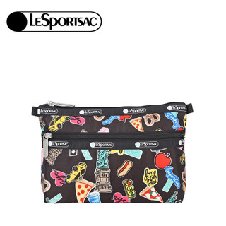 Lesportsac Cosmetic Clutch 雙層拉鍊化妝包 收納袋 盥洗包 女包(紐約城市) 情人節禮物